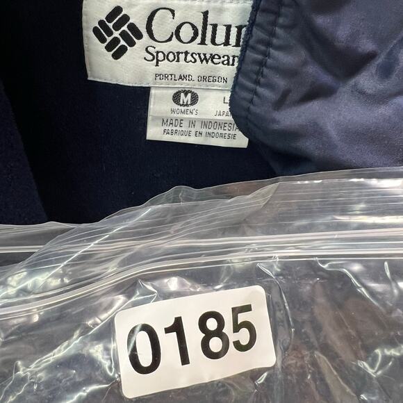 Columbia Jacket Womens M Blue Full Zip Outdoors Packable Raincoat Fleece Lined - Picture 16 of 16